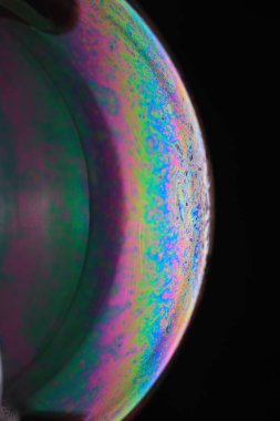The abstact element on the soap bubble with the dark background.