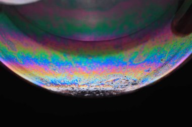 The abstact element on the soap bubble with the dark background.