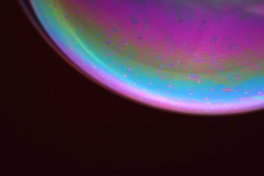 The abstact element on the soap bubble with the dark background.
