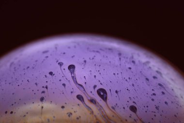 The abstact element on the soap bubble with the dark background.