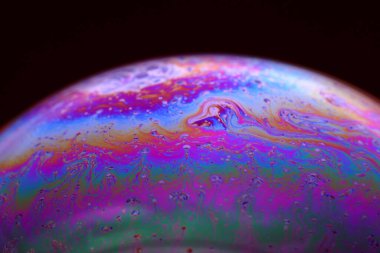 The abstact element on the soap bubble with the dark background.