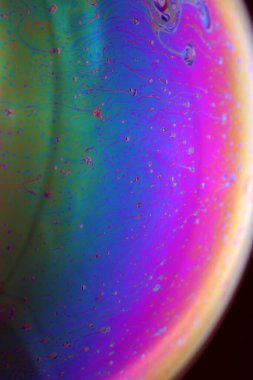 The abstact element on the soap bubble with the dark background.