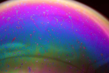 The abstact element on the soap bubble with the dark background.