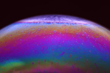 The abstact element on the soap bubble with the dark background.