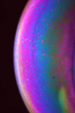The abstact element on the soap bubble with the dark background.