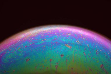 The abstact element on the soap bubble with the dark background.