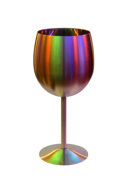 Metalen goblet voor wijn in speciale kleur lichten op wit — Stockfoto