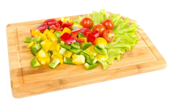 Fresh cuts of pepper and tomatoes — Stock Photo, Image