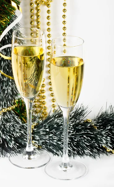 Christmas champagne glasses — Stock Photo, Image