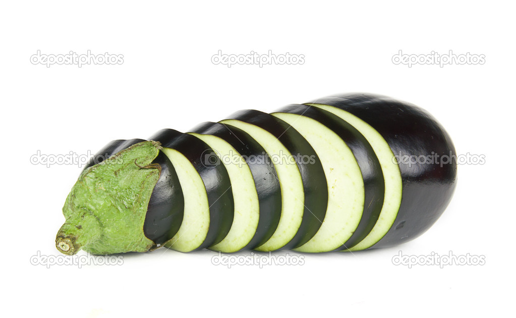 Eggplant slices on white background