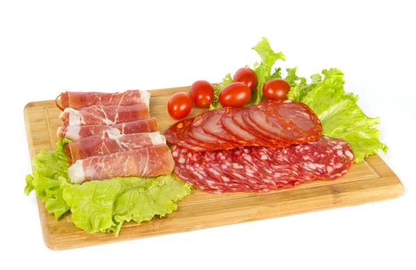 Mix of meat snack on white background — Stock Photo, Image