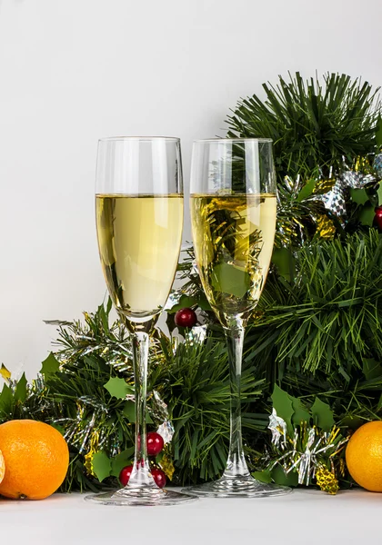 Bicchieri di champagne di Natale — Foto Stock