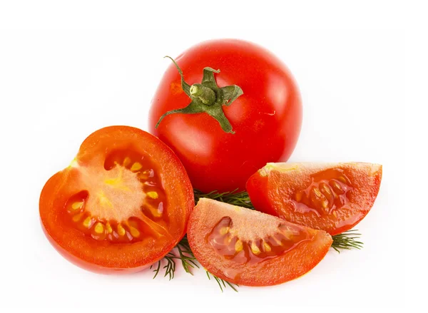 Kawałki warzyw pomidor na białym tle — Zdjęcie stockowe