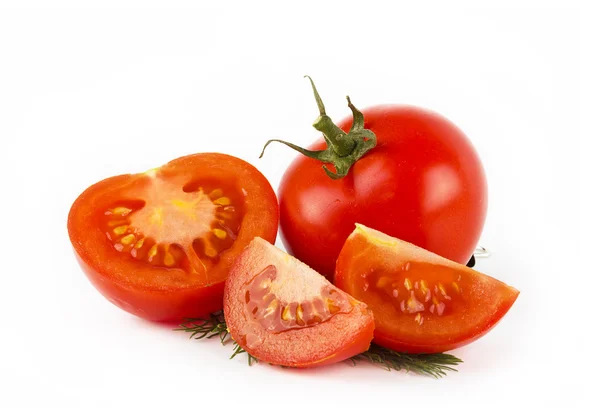 Kawałki warzyw pomidor na białym tle — Zdjęcie stockowe