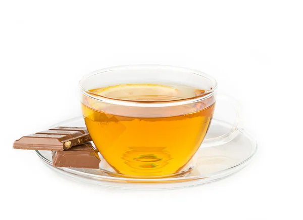 A cup of hot tea on white background — Stock Photo, Image