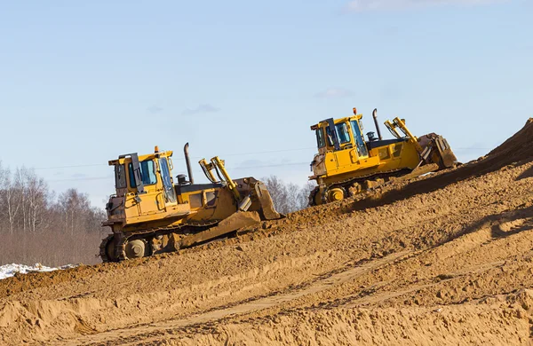 Two bulldozer at Work in forest — Stock Photo, Image