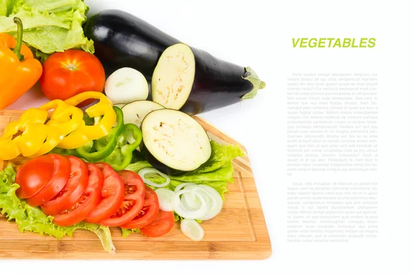 Mix of fresh vegetables and sample text — Stock Photo, Image