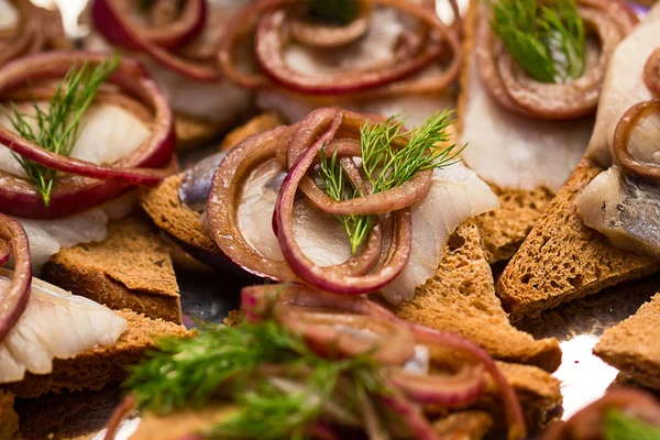 Arenque sanduíche lanches — Fotografia de Stock