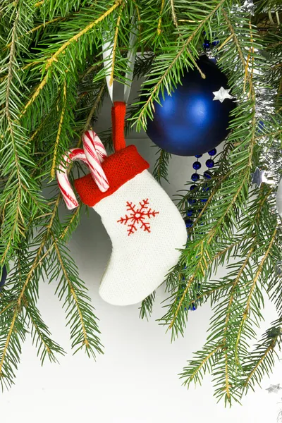 Christmas ball on a branch — Stock Photo, Image