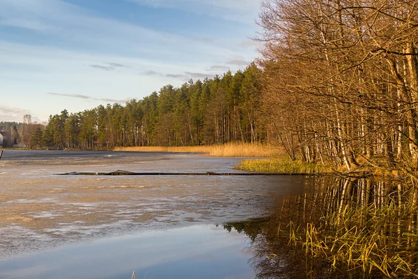 Early spring with melting ice and snow — Stock Photo, Image