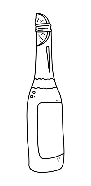 Tasty Beer Cartoon Bottle Cold Beer Vector Illustration Doodle Style — Stock Vector