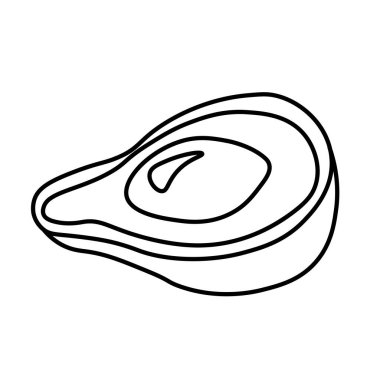 Dilimlenmiş sağlıklı organik avokado çizimi. Modern çizgi tasarım grafik vektör çizimi. Meyve bahçesi ikonu için taze yaz meyvesi konsepti.