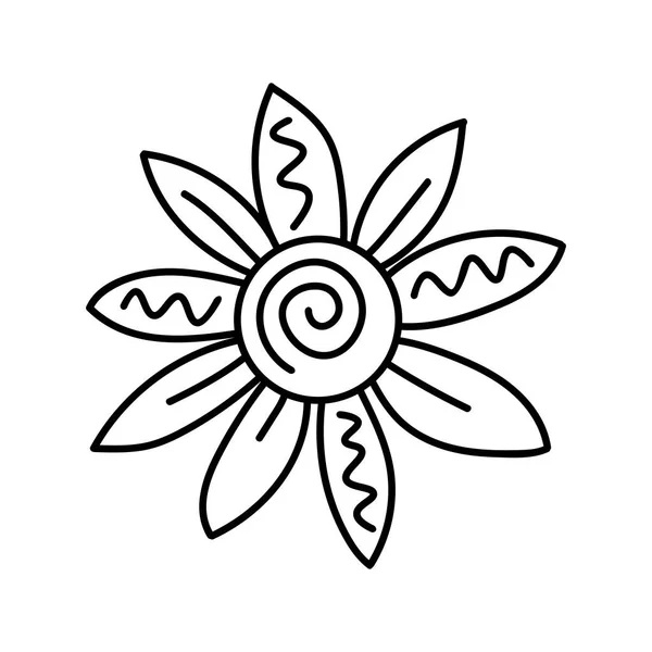 Gänseblümchen Blühen Doodle Stil Illustration Der Vektorkonturzeichnung Schwarz Weiß Bild — Stockvektor