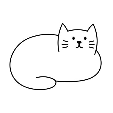 Şirin kedi. Sevimli kedi eli çizilmiş. Beyaz arkaplanda karalama tarzında vektör illüstrasyonu izole edildi. Evcil hayvan, kedi. Çizgi film kedisi.