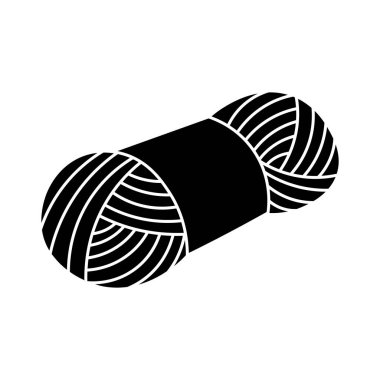 Beyaz arkaplanda iplik makarası ikonu vektörü. El işi ustaları için iplik logosu. Basit bir siyah-beyaz işareti. Örgü örme amblem tasarımı. El yapımı yün dükkanı logosu.