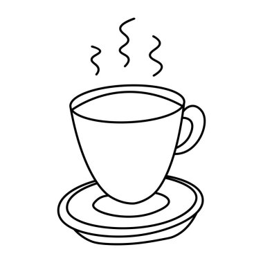 Kahve ya da çay. Beyaz arkaplanda karalama tarzında vektör illüstrasyonu izole edildi. Yemek pişirme, mutfak aletleri, ev eşyaları. Sıcak çikolata..