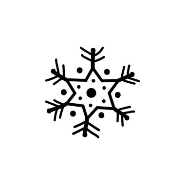 Vektör kar tanesi, basit çizim. Tasarım için element. Kar taneli çizgi çizim tarzı logoti şablonu. Beyaz arka planda izole edilmiş. Minimalist Noel karalama stili.