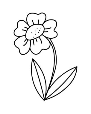 Daisy çiçek ikonu çizgisi. Bitki çayı. Tasarım, logo, kartpostal, dekor için papatya çayı çizimi. Arkaplanda karalama tarzında vektör illüstrasyonu izole edildi. Boyama kitabı.