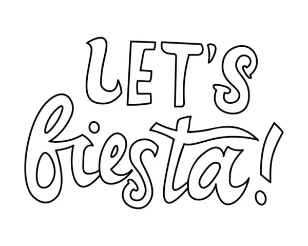 Lets Fiesta Fiesta Banner Poster Concept Design Vector Illustration Doodle — Vettoriale Stock
