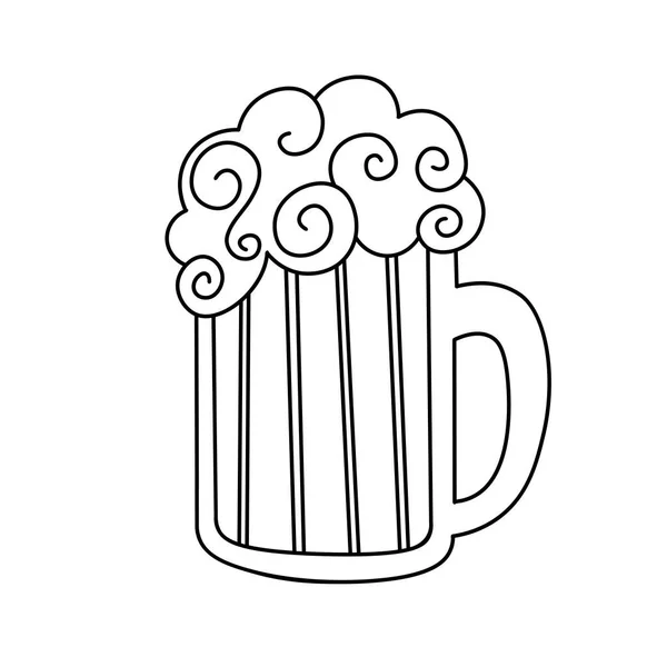 Handgezapftes Kaltes Bier Elemente Für Das Oktoberfest Vektor Illustration Doodle — Stockvektor