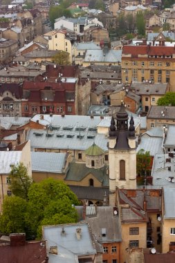 Şehir rooftops havadan görünümü