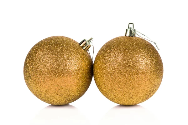 Golden Christmas balls isolated over white background Stock Image