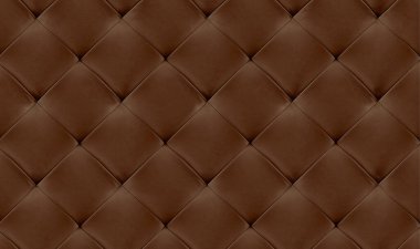 Brown natual leather background for the wall in the room. Interior design, headboards made of artificial leather, leatherette , furniture upholstery. Classic checkered pattern for furniture, headboard