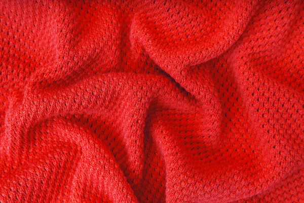 Close Background Knitted Wool Fabric Dots Pattern Bright Red Color — Photo