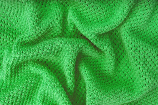 Close Background Knitted Wool Fabric Dots Pattern Bright Green Color — Stok fotoğraf