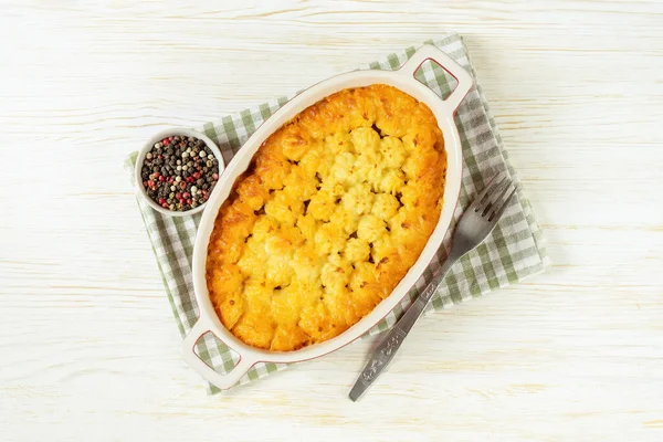 Shepherd Pie Cottage Pie Minced Meat Mashed Potatoes Vegetables Casserole — Stock Photo, Image