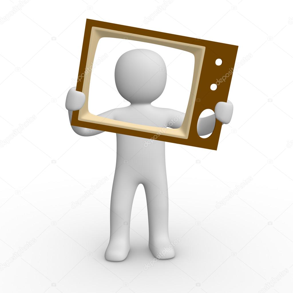 3d man with the TV screen