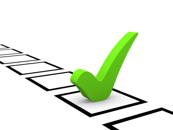 Green checkmark in checklist — Stock Photo, Image