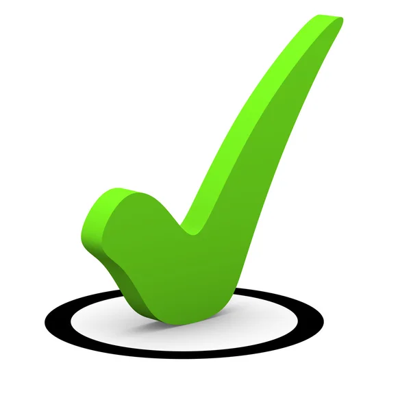 Green checkmark in round checkbox — Stock Photo, Image