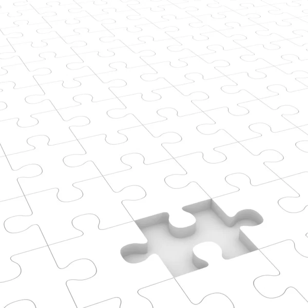 Puzzle bianco con pezzo mancante — Foto Stock