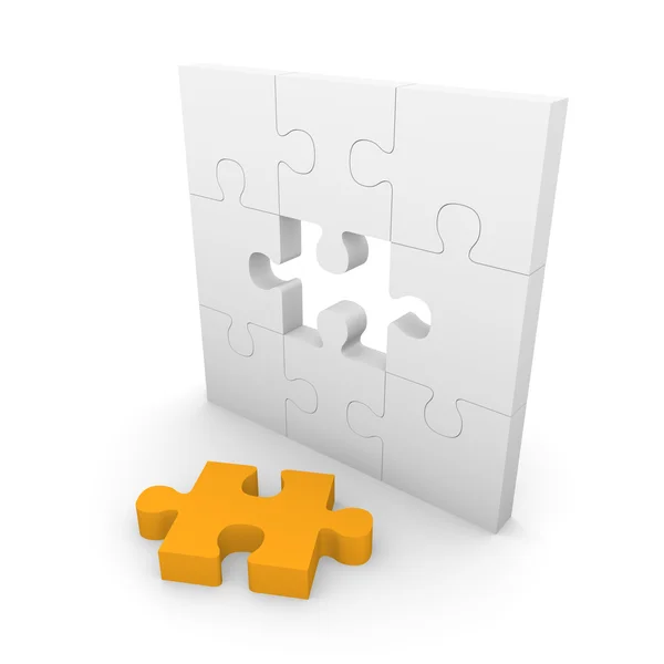 Jigsaw puzzle wall with gap — Stock Photo, Image