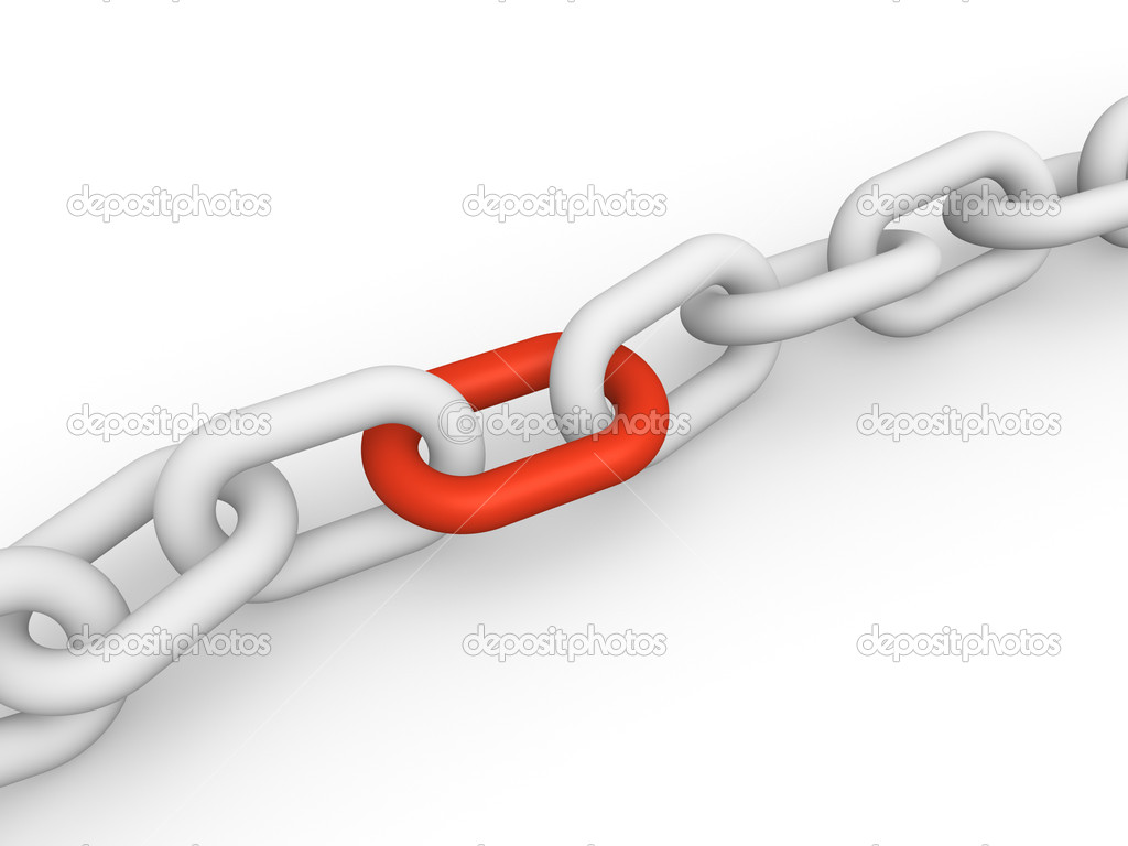 White chain with red link