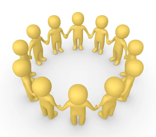 3d people standing in the circle and holding hands together — Stock Photo, Image