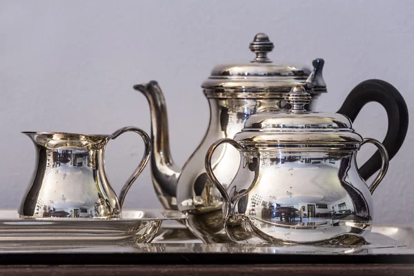 Набір срібних чай Стокова Картинка