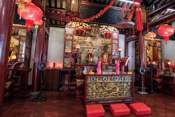 Main Hall Old Chinese Temple Johor Bahru Translation Non English — 图库照片