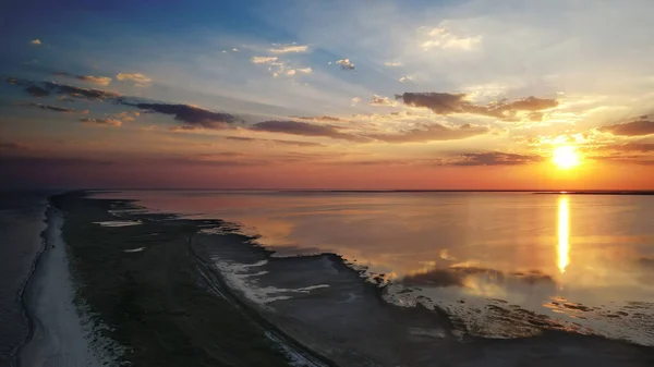 Sunset Spit Sea Estuary National Park Tuzlovsky Limany Odessa Region — ストック写真